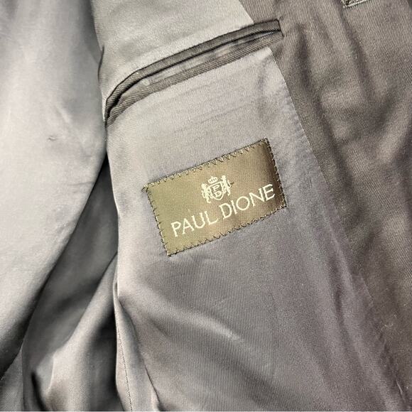 Paul Dione Blazer Mens 40R Black Wool Cashmere Blend Notch Lapel Career - Picture 3 of 9
